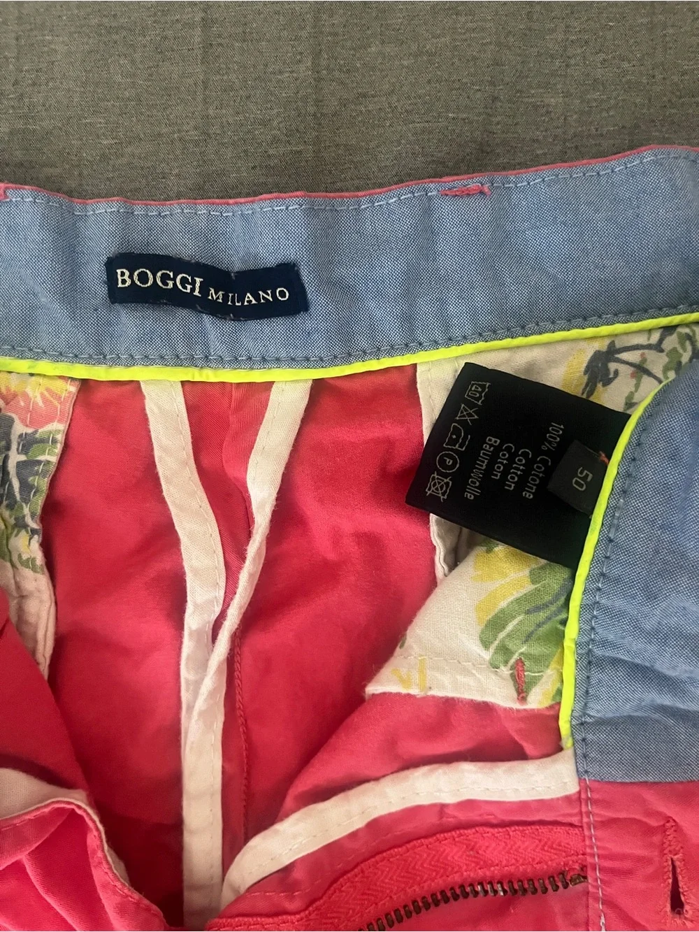 Boggi Milano Pink Flat-Front Men's Chino Shorts